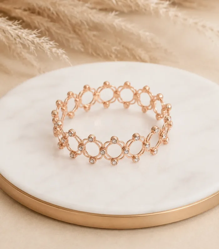 Rose Gold Crystal Circle Bracelet