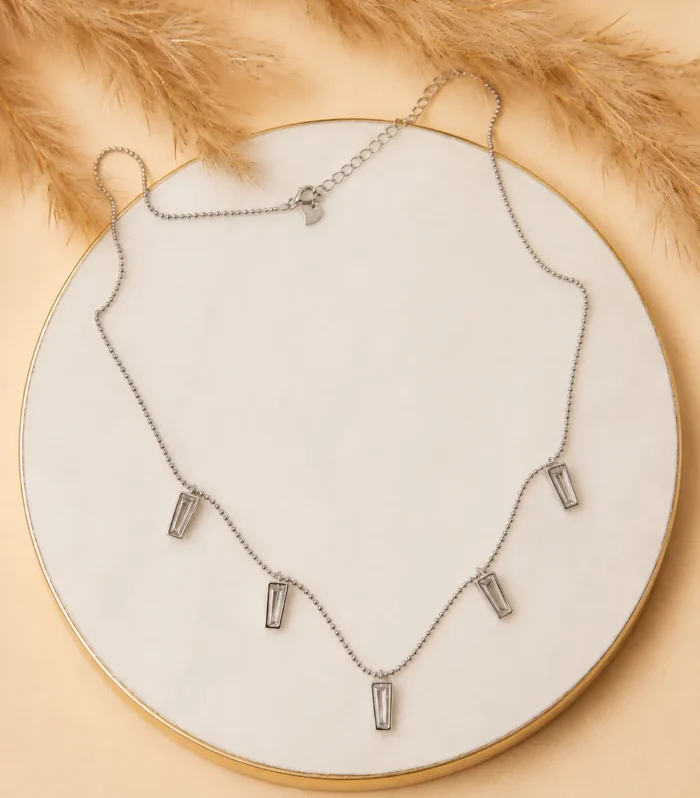 Five Crystal Baguette Chain Pendant