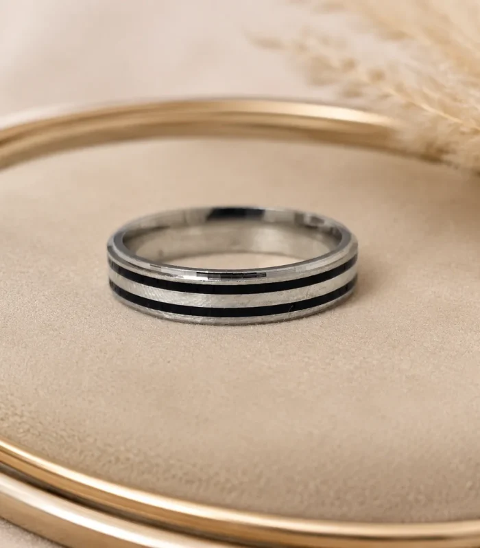 Black Edge Silver Band